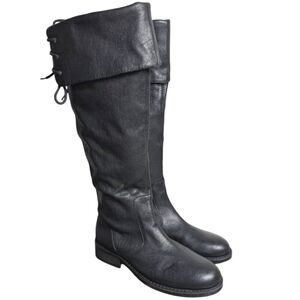 Vince Camuto Fays Black Leather Foldover Knee High Riding Boots Womens 7.5
